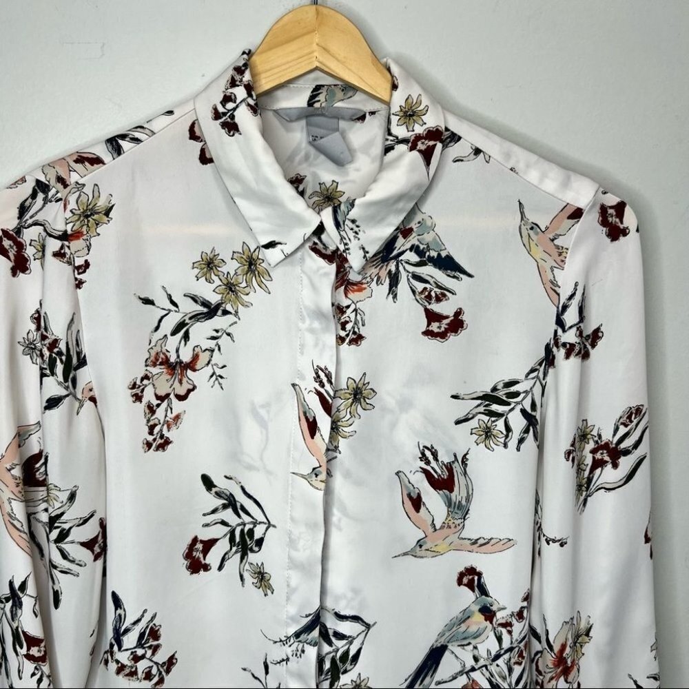 H&m  Button Down Bird Pattern Shirt - Picture 2 of 8